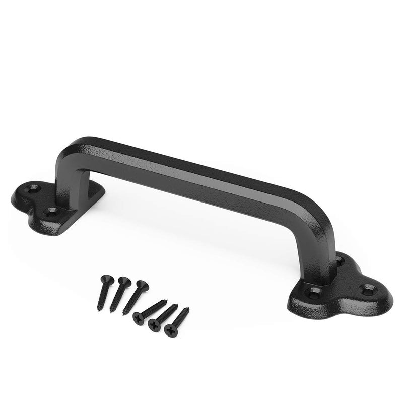 SMARTSTANDARD Heavy Duty 9" Antique Barn Door Handle, Large Rustic Retro Cast Iron Handle for Gates Garages Sheds Furniture, Black Powder Coated Finish, Square - Image 4
